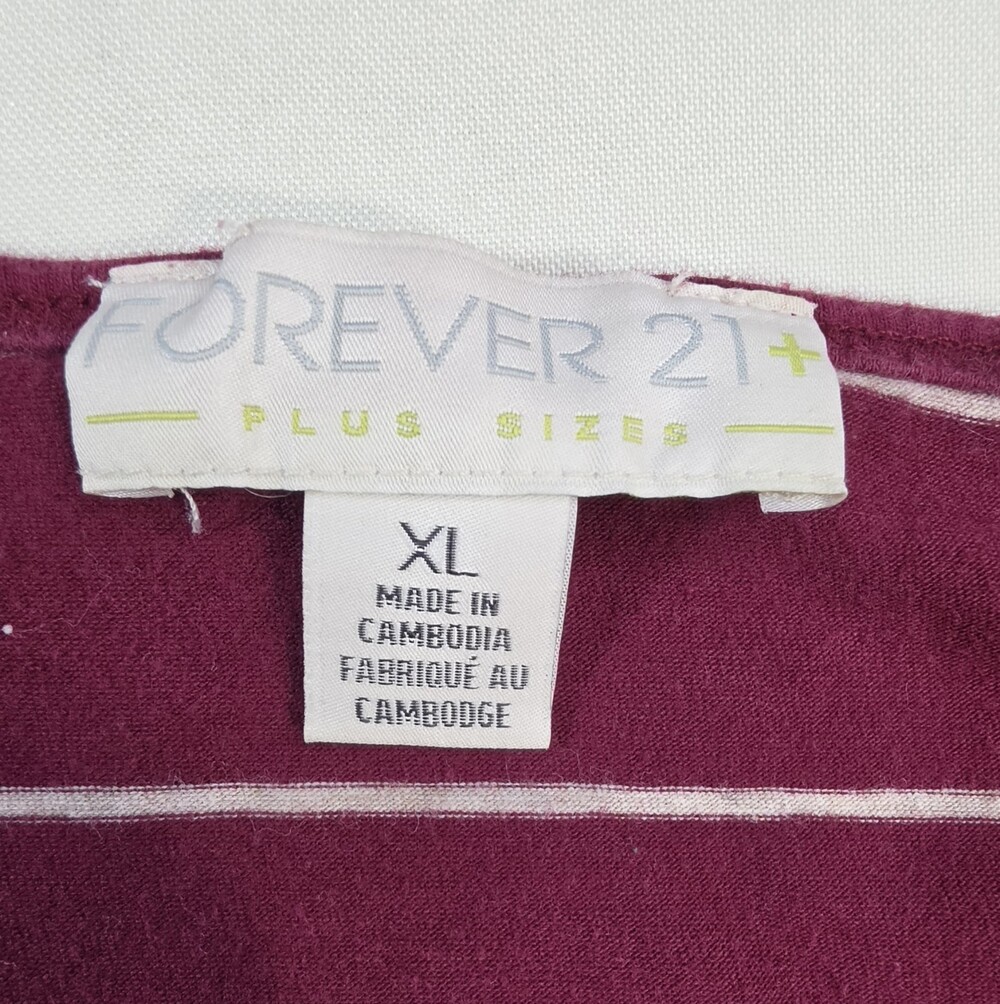 Forever 21 Women's XL Burgundy & White Striped Spaghetti Strap Camisole Sku 0327 - Picture 2 of 5